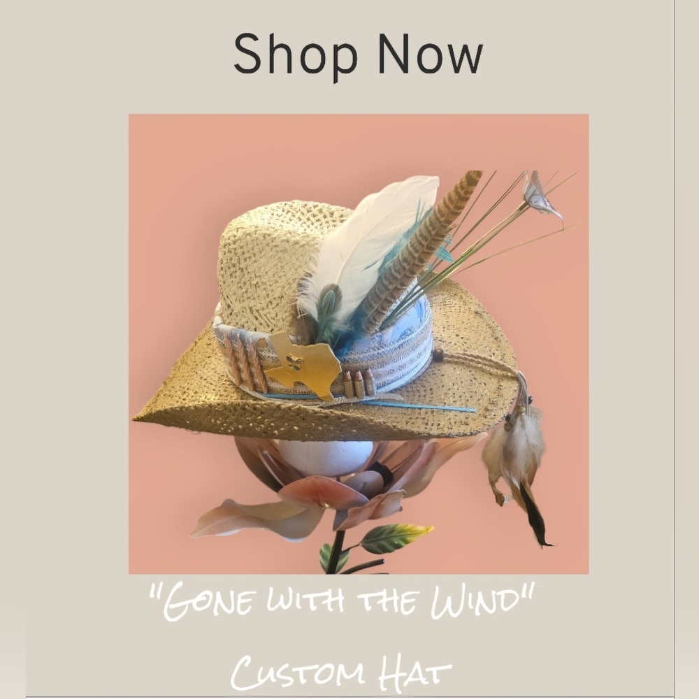 New Vintage Custom Cowboy Hat with beautiful feathers 7 1/4 size